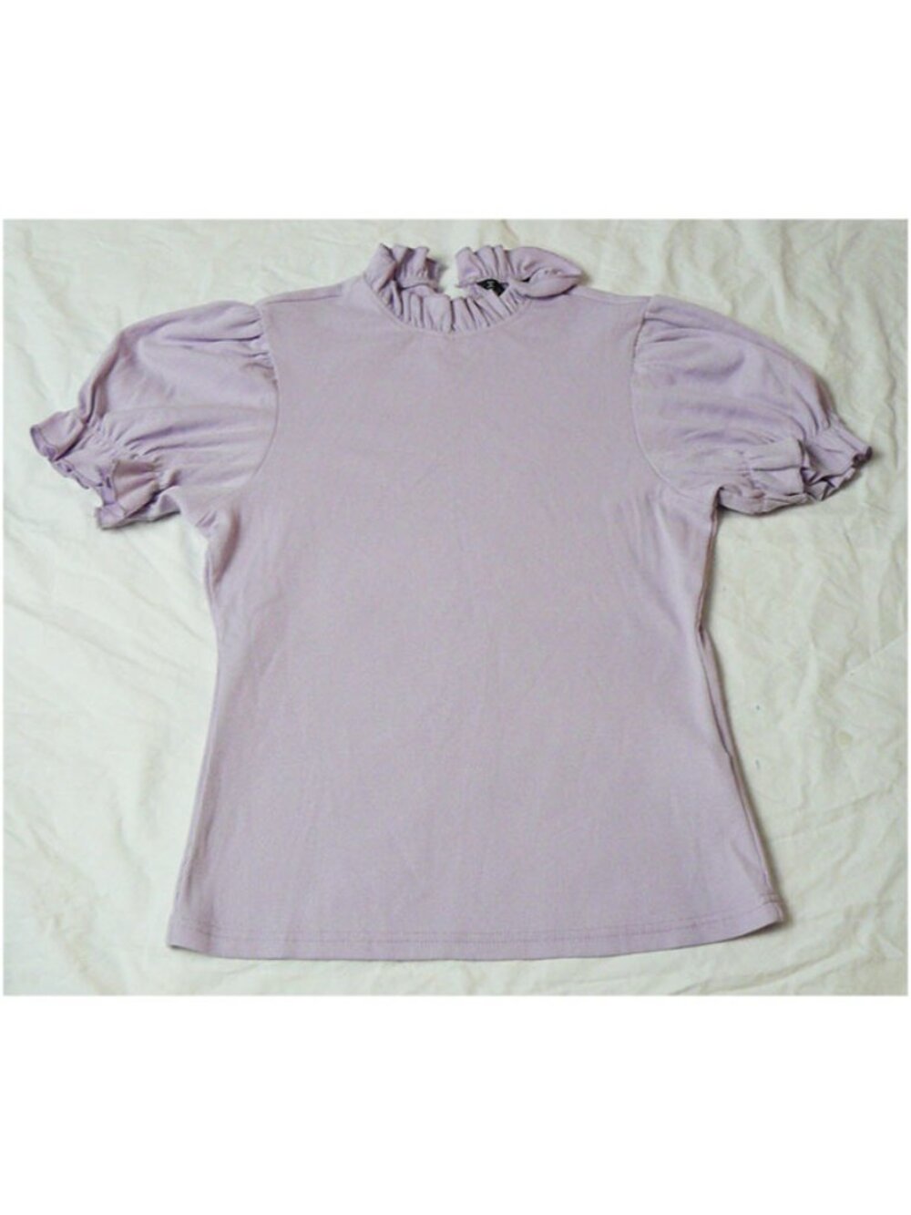 Lavender Ruffled Short sleeve Top Shirt w/ ruffled Mock Turtleneck, XL, NWOT